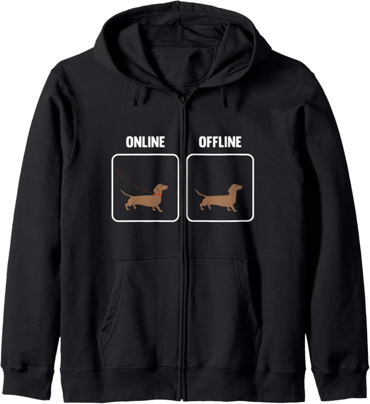 Dog Owner Online Offline Dackel Doggy Dog Lover Kapuzenjacke