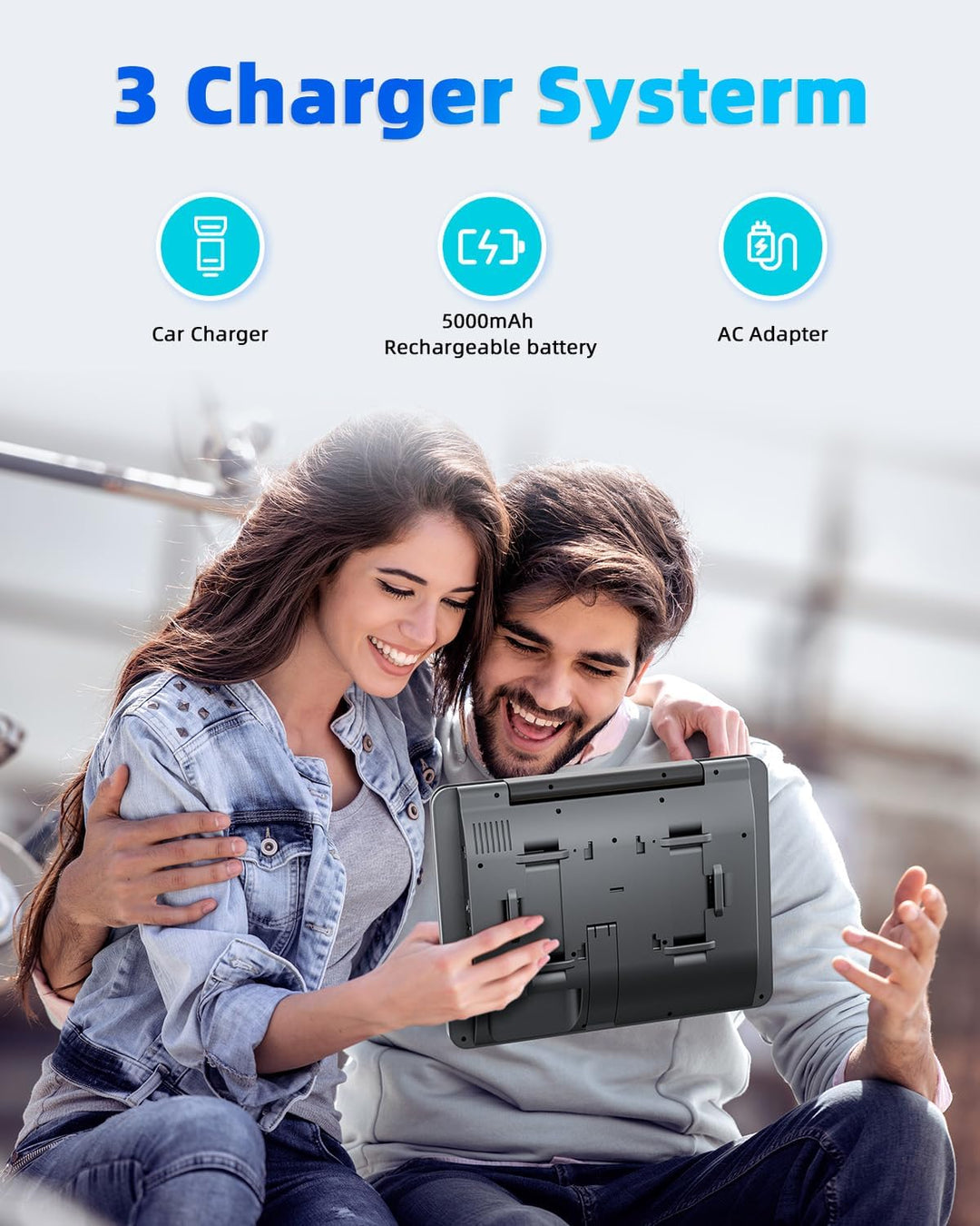 Arafuna 12" DVD Player Auto 2 Bildschirme, Wiederaufladbar Kopfstütze für Auto, Unterstützung USB/TF