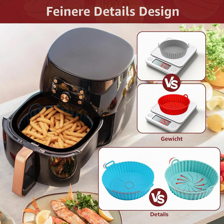 Alyvisun Silikonform für Heissluftfritteuse, 3 Stück Air Fryer Silikonmatte Wiederverwendbar Silikon