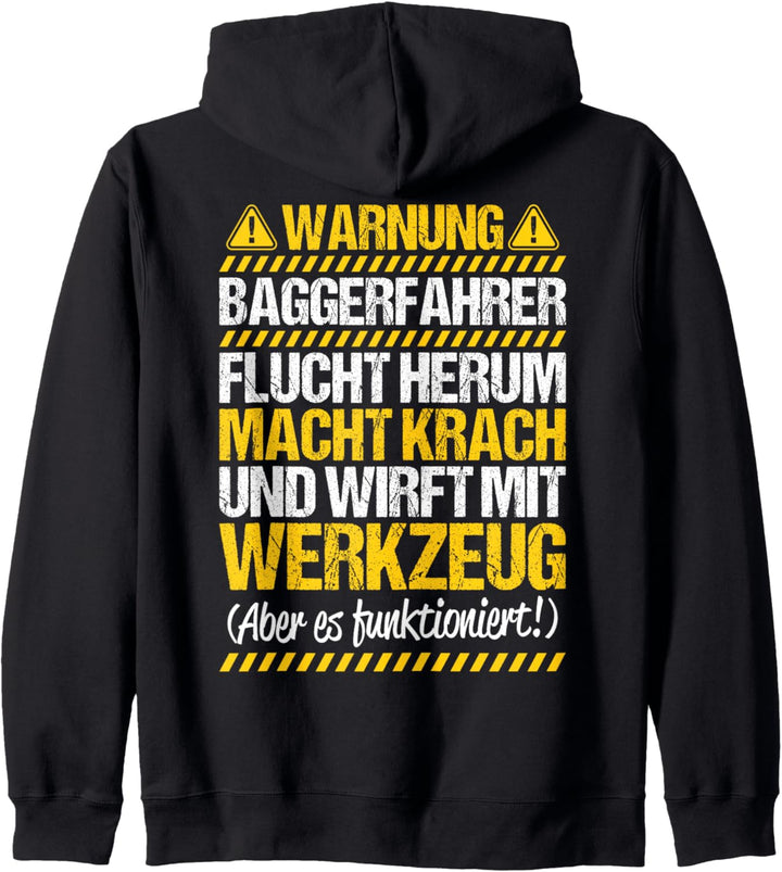 Baggerführer Wirft Mit Werkzeug Bagger Baggerfahrer Kapuzenjacke