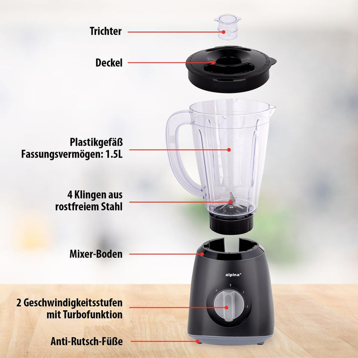 alpina 8711252187372 Blender, Kunststoff, Schwarz, Schwarz