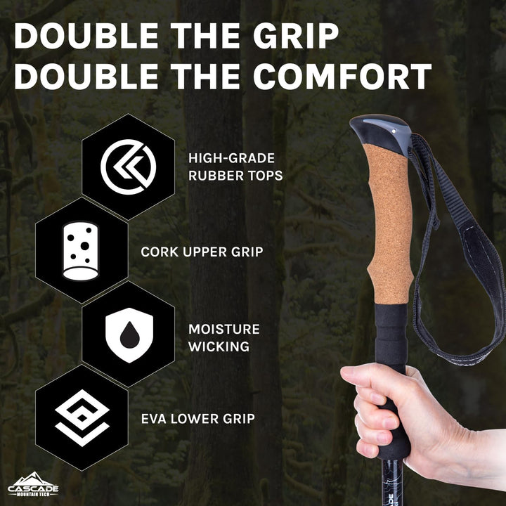 Cascade Mountain Tech Trekkingstöcke, Karbonfaser, mit schnell verstellbaren Verriegelungen, 2 Stück