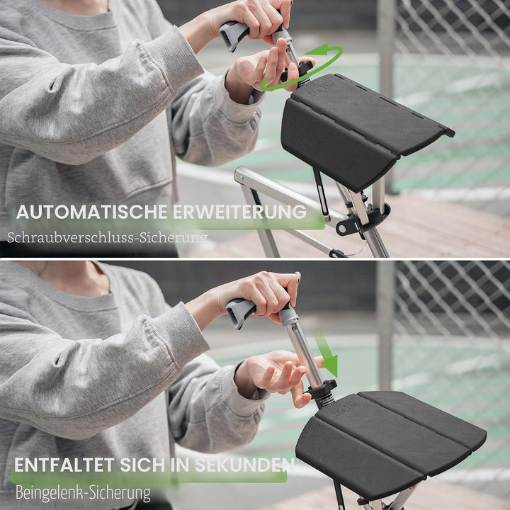 STEP2GOLD TA-Da Chair - Gehstock mit Sitz, ultraleichter Aluminiumrahmen &amp; robuster Klapphocker (bis