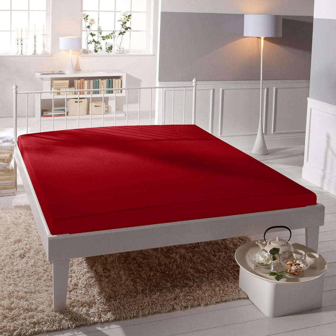 Bassetti Spannbettlaken Uni RB/878 Rosso Siena Baumwolle/Elastan, Masse: 180cm x 200cm, 200cm x 220c