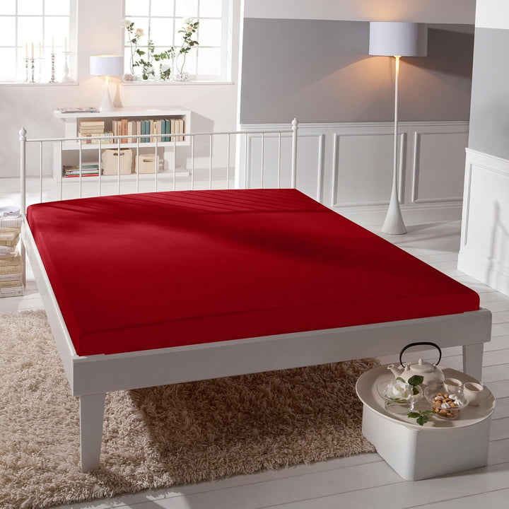 Bassetti Spannbettlaken Uni RB/878 Rosso Siena Baumwolle/Elastan, Masse: 180cm x 200cm, 200cm x 220c