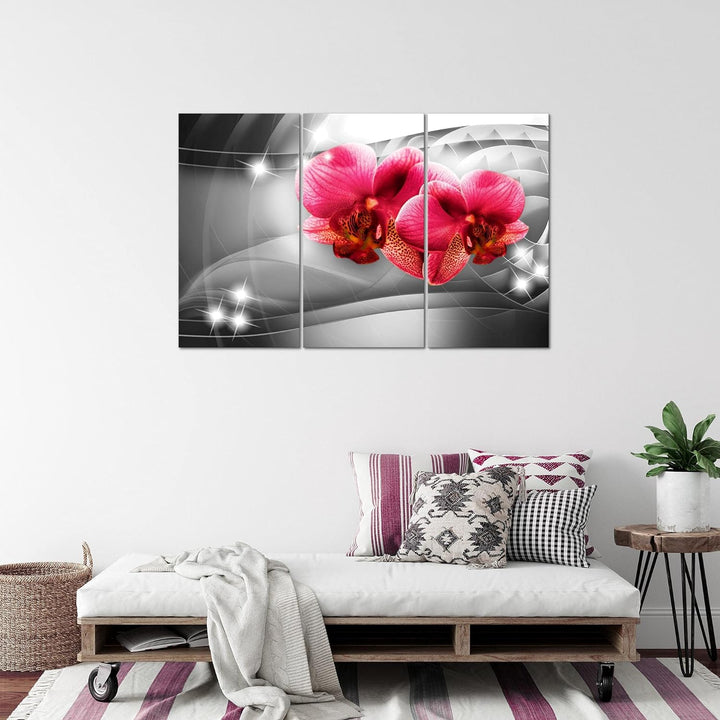 Runa Art Wandbilder Blumen Orchidee Bild XXL Wohnzimmer Schlafzimmer Grau Violett Abstrakt 120 x 80