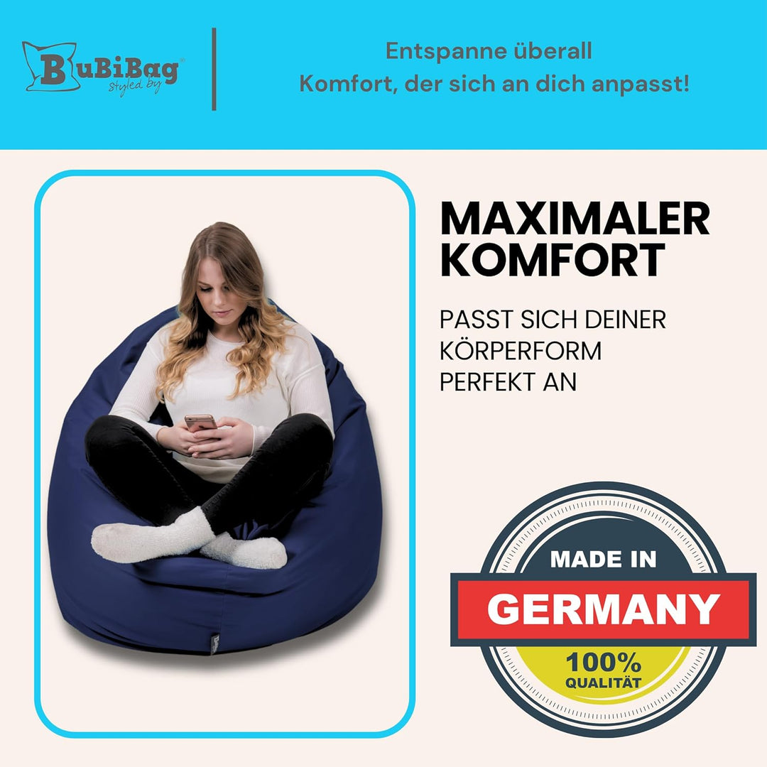 BuBiBag 2in1 Sitzsack L - XXL mit Füllung für Kinder &amp; Erwachsene, Gaming Beanbag &amp; Bodenkissen für