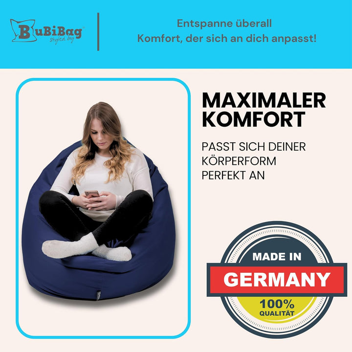 BuBiBag 2in1 Sitzsack L - XXL mit Füllung für Kinder &amp; Erwachsene, Gaming Beanbag &amp; Bodenkissen für