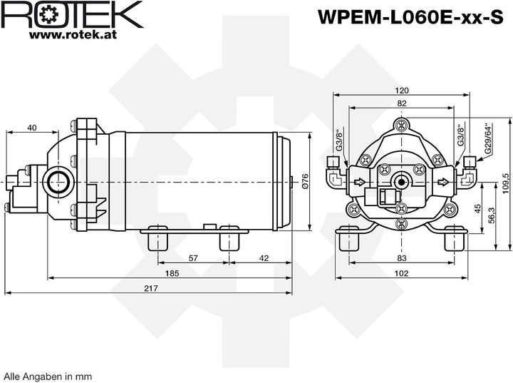 Mini-Membranpumpe mit 12V Gleichstrommotor, WPEM-L060E-12-S, WPEM-L060E-12-S