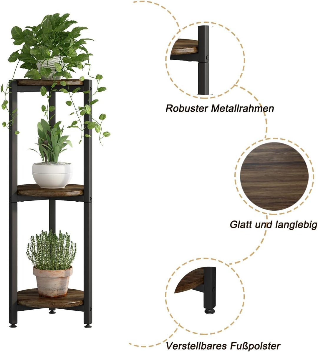 blumenständer Pflanzenständer Metall, hoch,moderne Blumenaufbewahrung, Pflanzenregal für den Innenbe