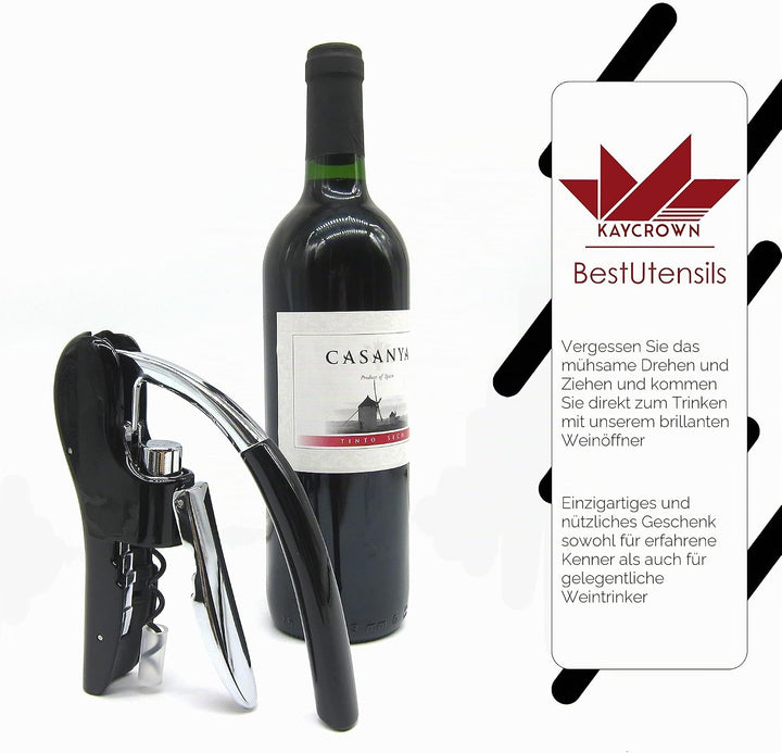 Best Utensils Profi-Flaschenöffner, Zinklegierung, mit Hebel, Korkenzieher, mit Folienschneider, Kel