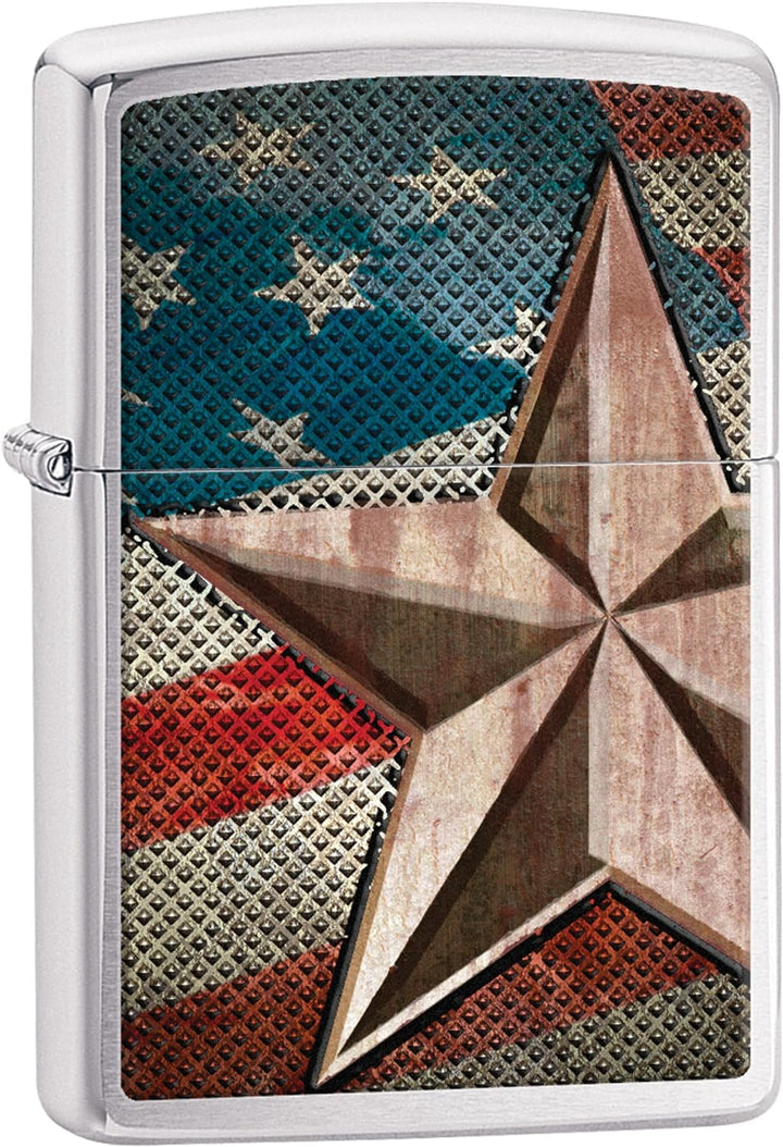 Zippo Us Army Star Winddichtes Feuerzeug Regular Edelstahloptik, Regular Edelstahloptik