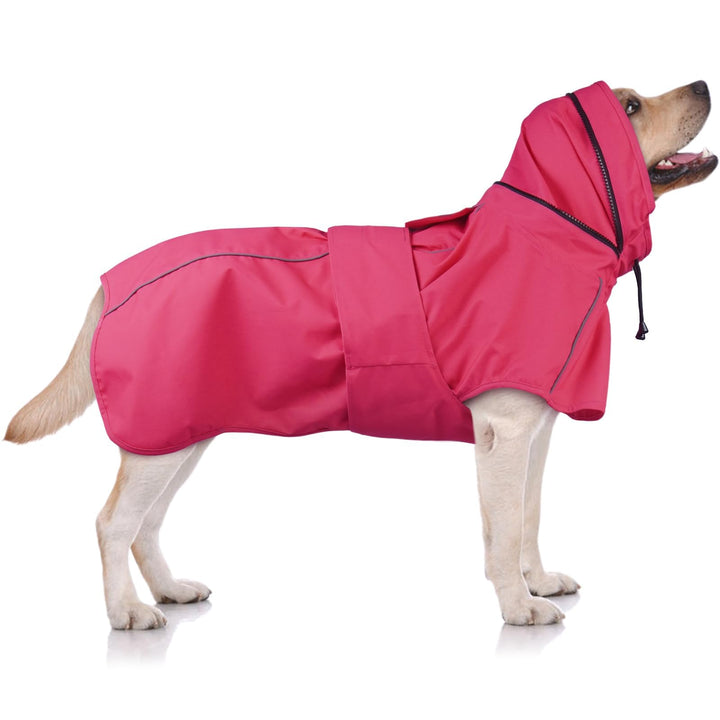 Hunde-Regenmantel – wasserdicht und reflektierend, verstellbare Passform mit Loch für die Leine und