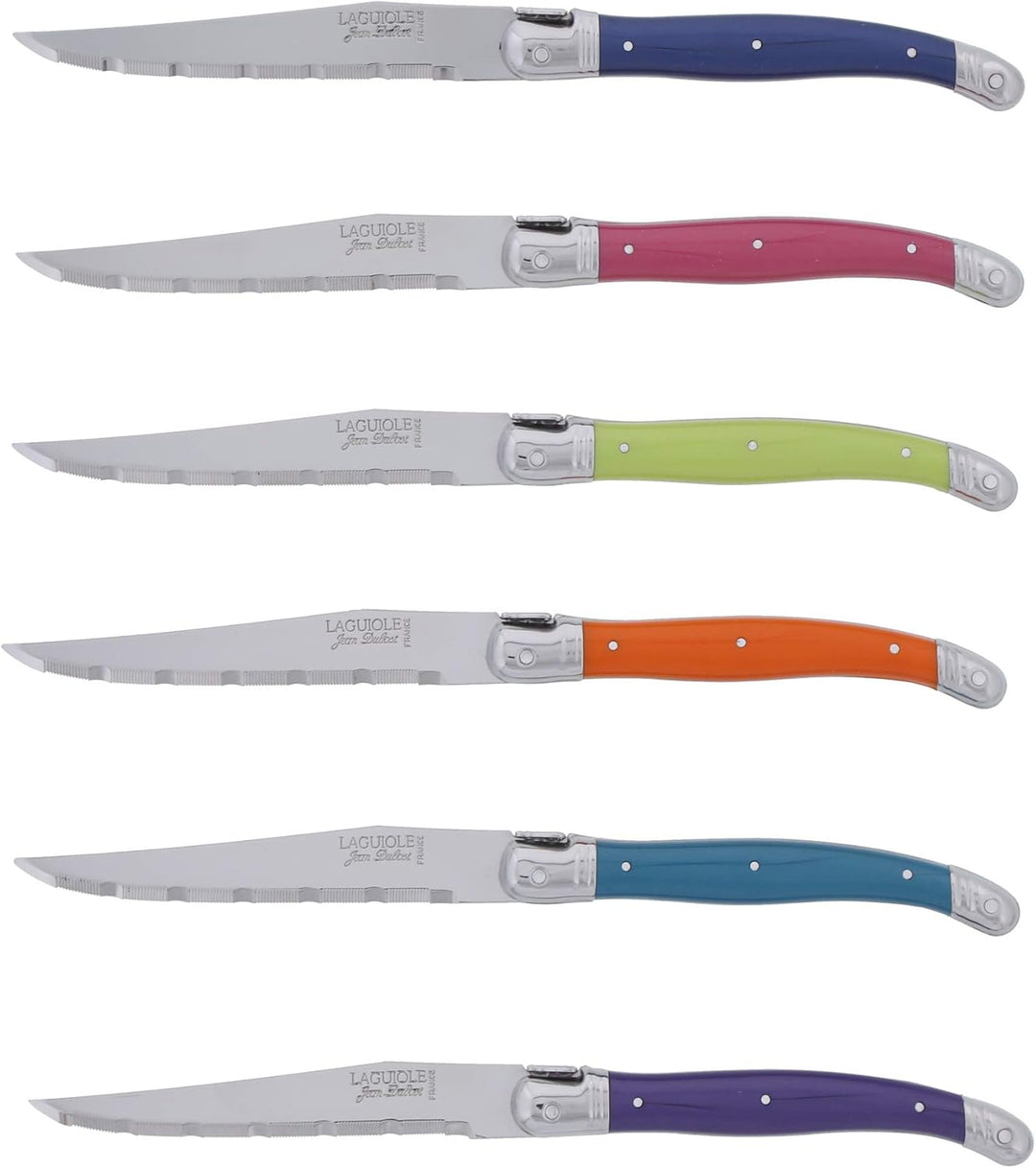 Laguiole Jean Dubost 97131 London Mix - Set aus 6 Fleischmessern, Sortierte Farbe