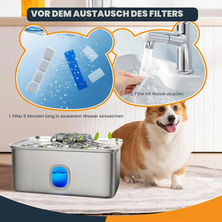 12 Packung Katzenbrunnen Filter Kompatibel mit Sibays 15L Hunde Trinkbrunnen Edelstahl ‎SIFS76DE ,in