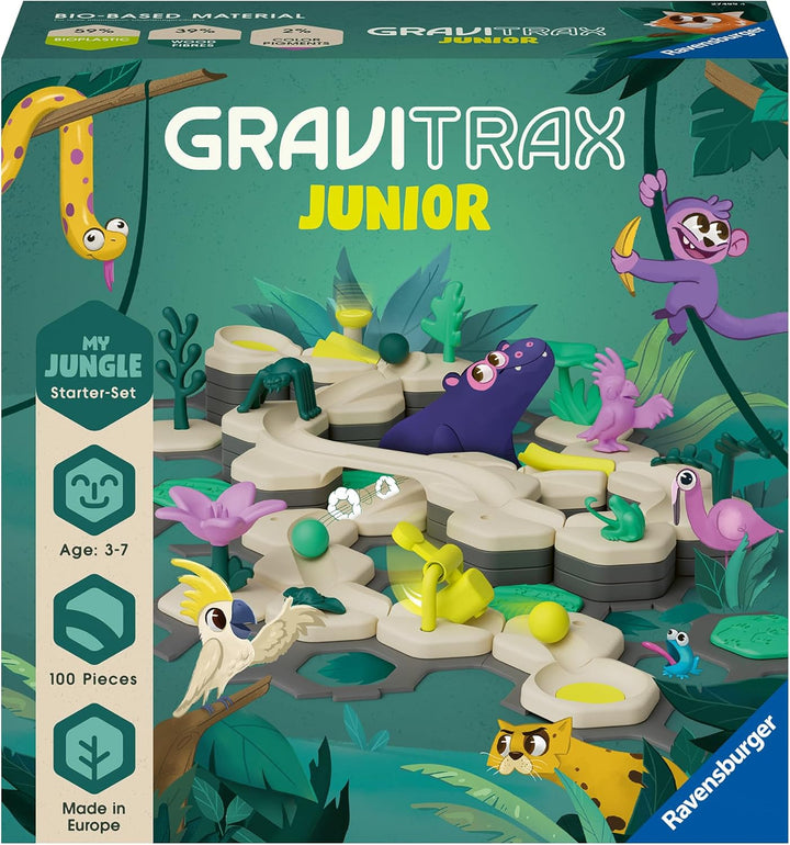 Ravensburger GraviTrax Junior Starter-Set L Jungle & GraviTrax Junior Element Trap - Erweiterbare Ku