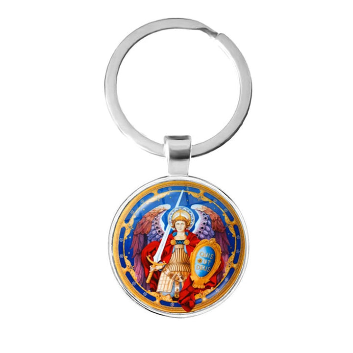 Saint Michael Schlüsselanhänger mit Schlüsselring für Damen und Herren,Erzengel St Michael Schlüssel