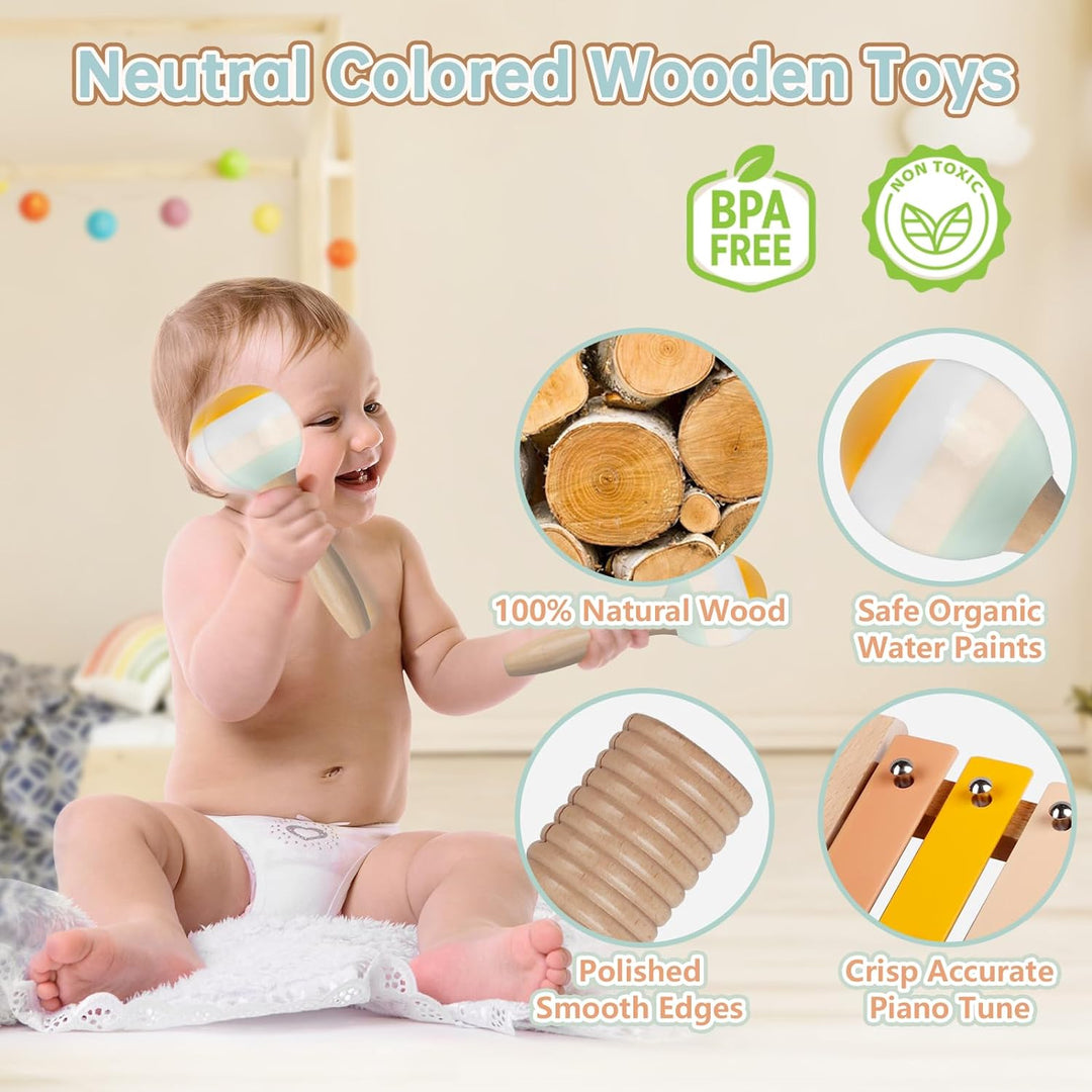 Musikinstrumente für Kinder, Neutrale Farben Musikspielzeug für Kleinkinder, Schlaginstrumente aus H