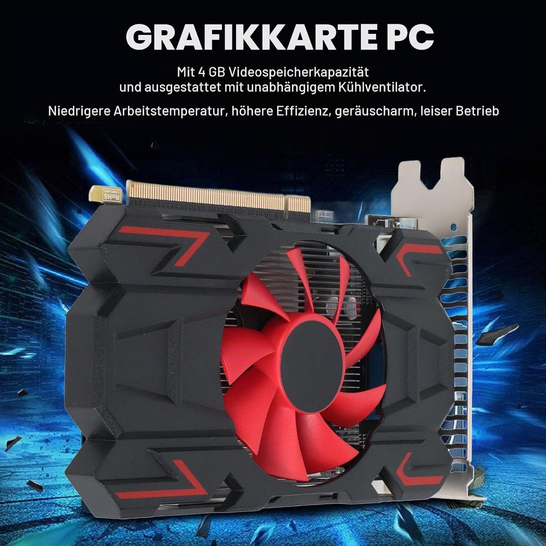 Cuifati Radeon HD 7670 Grafikkarte, 4 GB GDDR5 Grafikkarte 128 Bit 1800 MHz GPU 2K Grafikkarte PCI E