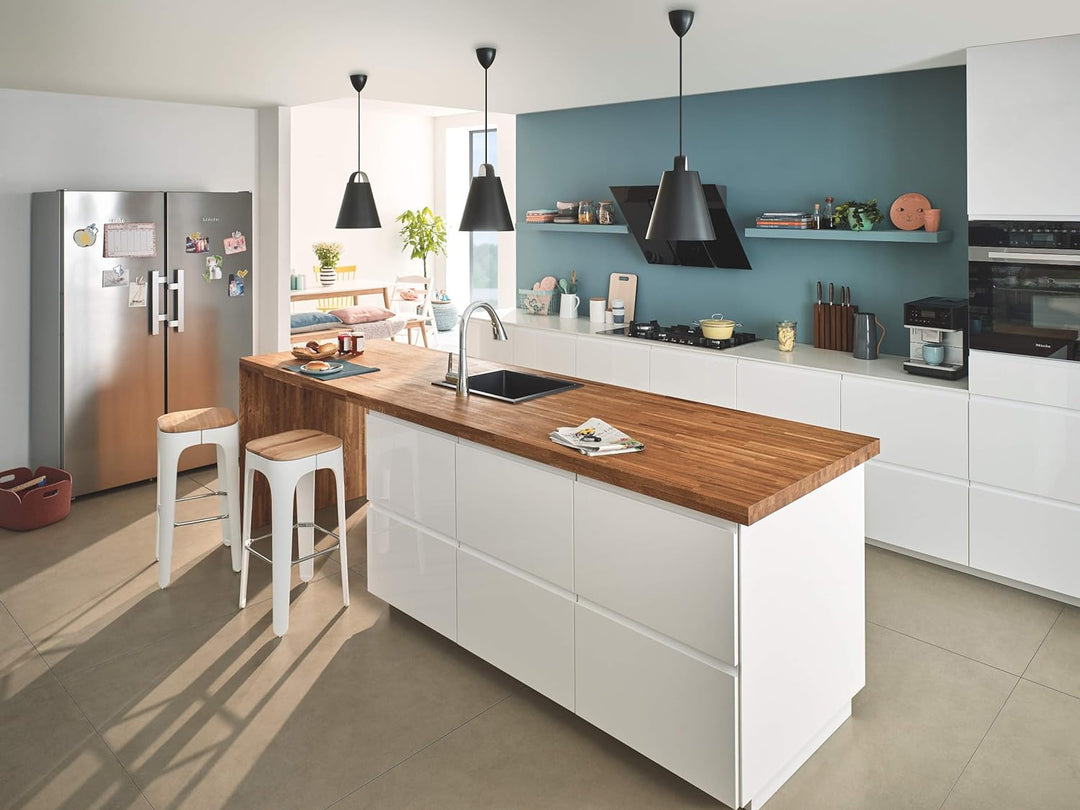 GROHE Zedra - Einhand-Spültischbatterie (langlebige Oberfläche, 3 Strahlarten, Schwenkbereich 360°),