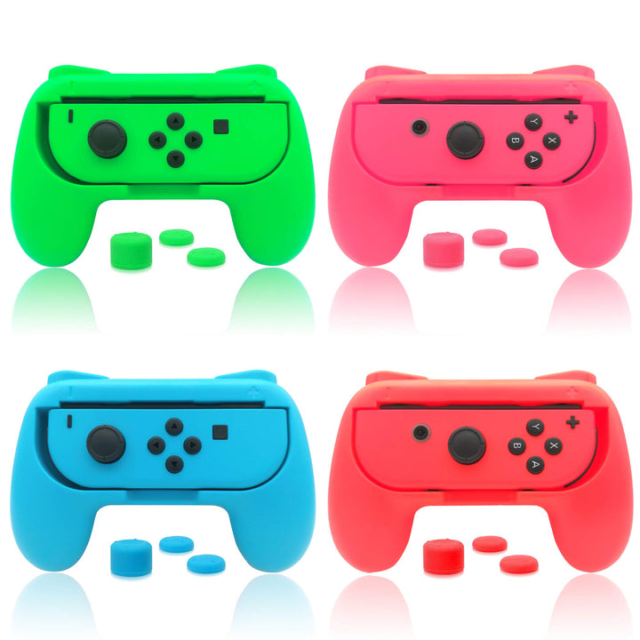 Griffe Halterung für Joy Con Switch & Switch OLED-Modell mit Daumen Griffkappen, (4 Pack) Gummioberf