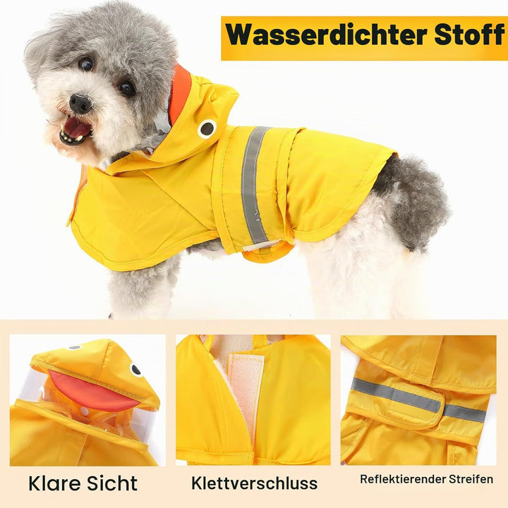 Zunea Wasserdichter Hunde-Regenmantel mit Kapuze für Kleine und Mittelgrosse Hunde Leicht Reflektier