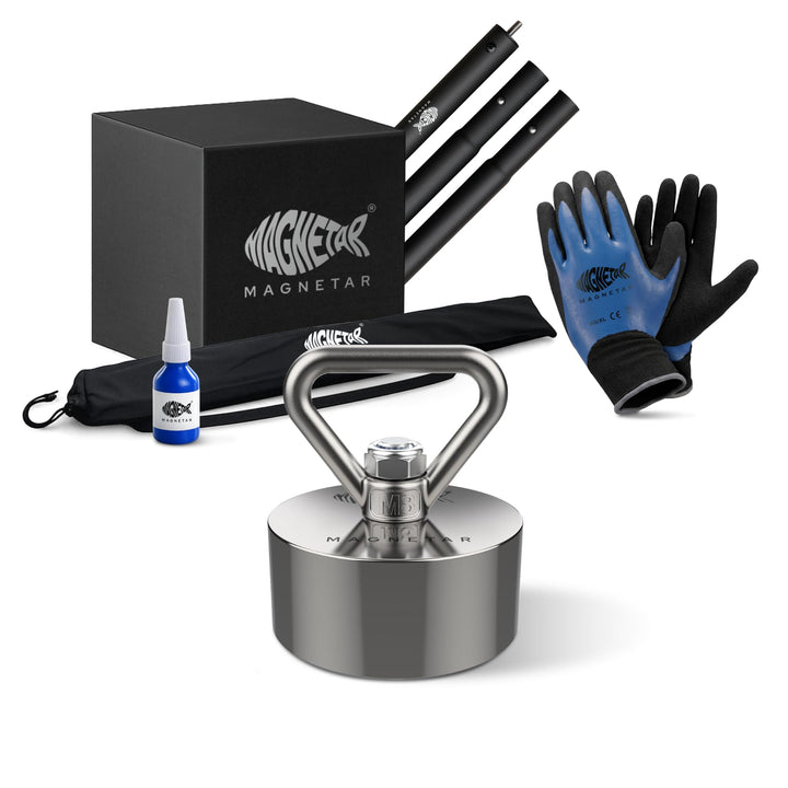 Magnetar - Magnetstange Set - Allround 280kg Bergemagnet - Magnetangel Paket mit Magnetstange/Handsc