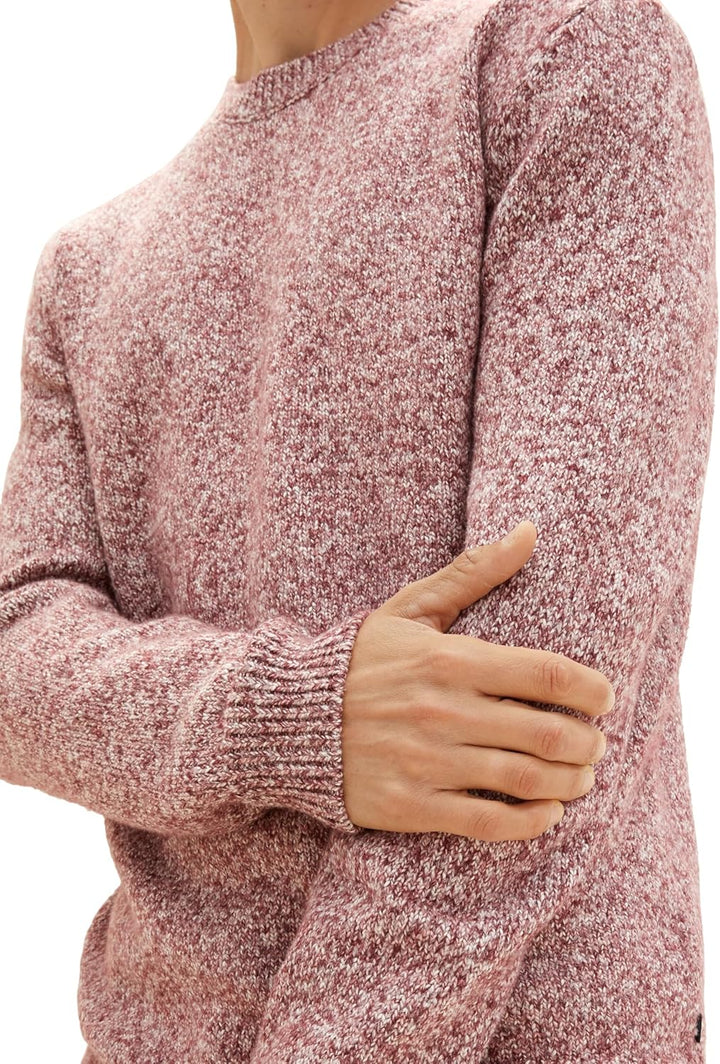 TOM TAILOR Herren Pullover, XXL 34187 - Tawny Port White Twotone