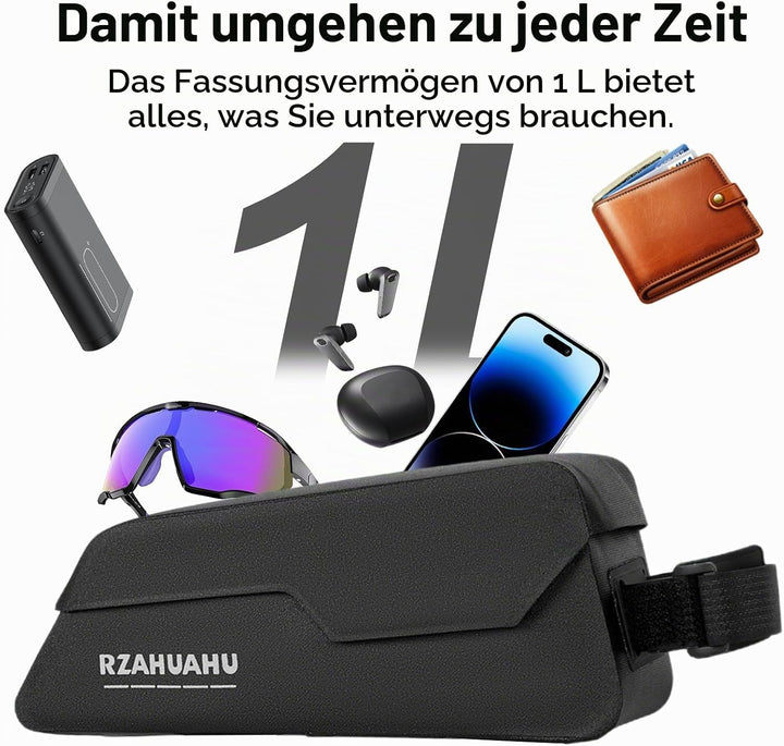 Oberrohrtasche Fahrrad 1 Liter mit Magnetischem Deckel Wasserdicht Bikepacking Oberrohrtasche Schrau