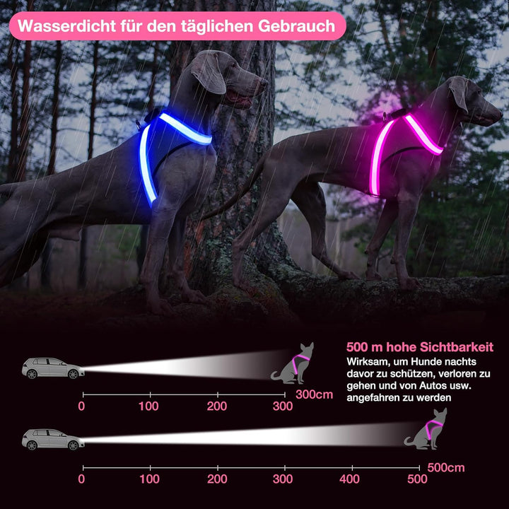 ChalkLit LED Leuchtendes Hundegeschirr USB Wiederaufladbares Vollständig Beleuchtetes Hundegeschirr