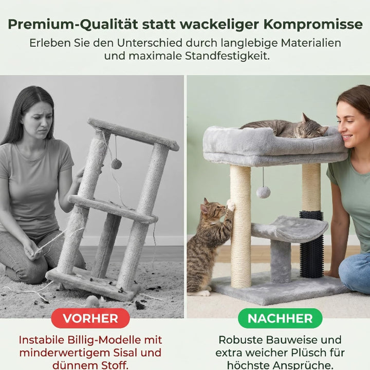 Kleiner Kratzbaum kompakt 49 cm – Katzenkratzbaum klein für Jede Wohnung | Katzenkratzbaum mit Sisal