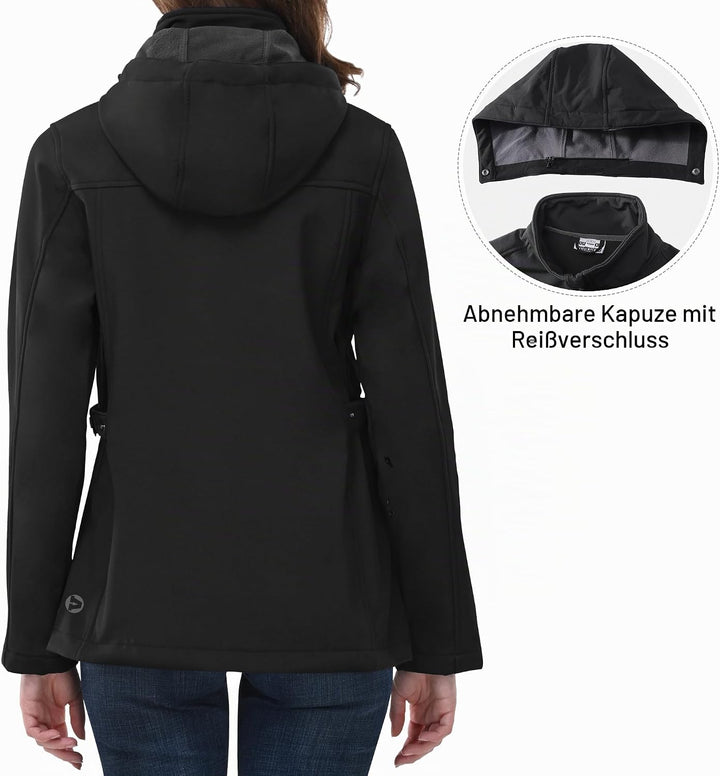 Outdoor Ventures Damen Softshelljacke Kurze Gefütterte Funktionsjacke Wasserdichte Übergangsjacke mi