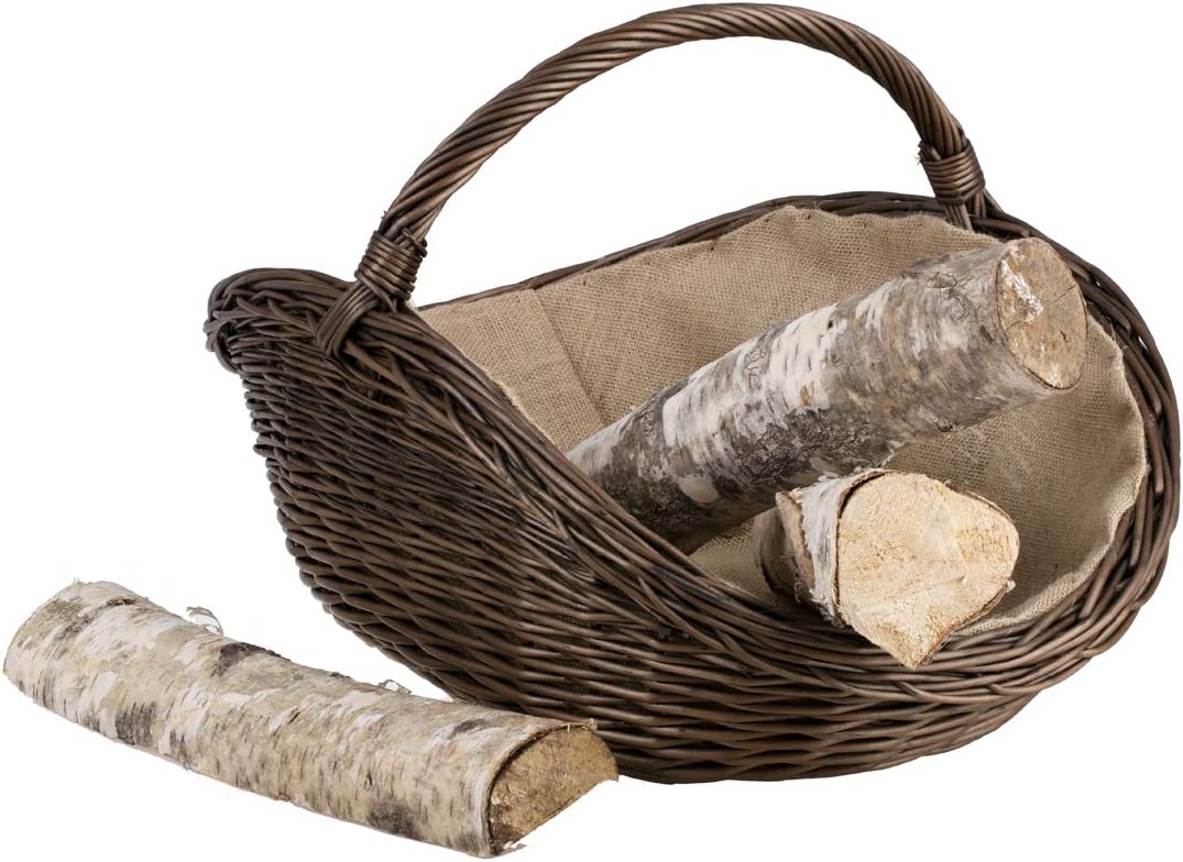 e-wicker24 Alles aus Weide Vollweidener Kaminkorb, naturfarbiger Kaminkorb aus Weide, Weidenkorb für