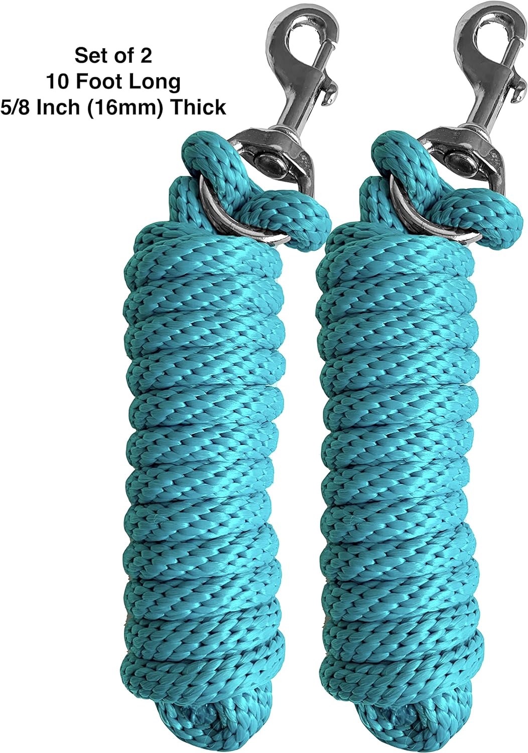 Majestic Ally 2 Stück Solid Poly Leine für Pferde &amp; Nutztiere - 3 Meter lang und 5/8 Zoll dick - aus