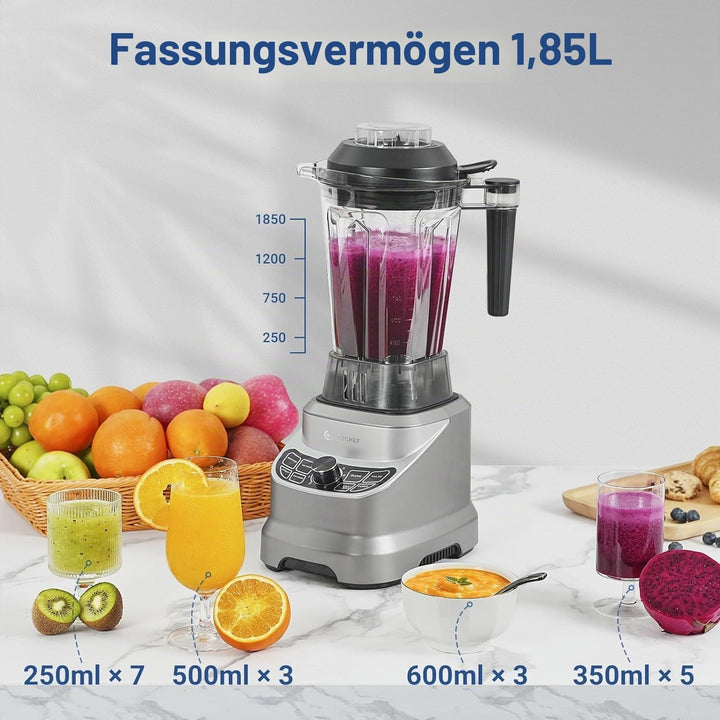 AMZCHEF Standmixer 1800 Watt | 1.85L Mixer Hochleistungsmixer | Blender mit 8 Einstellbaren Geschwin