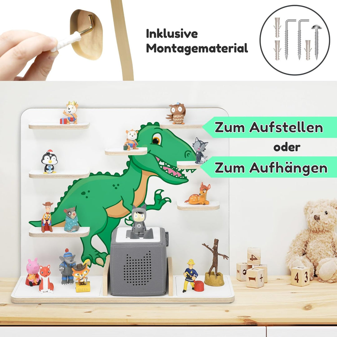 stadtecken Holzregal für Musikbox I Geeignet für die Toniebox und ca. 50 Tonies I Perfekte Tonie Auf