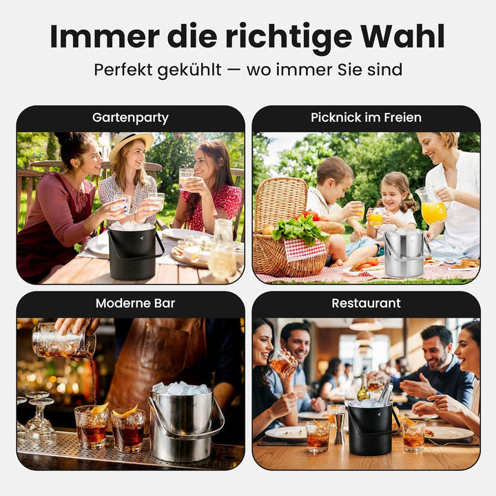 Beyond Eiswürfelbehälter mit Deckel und Zange 100% bpa frei aus Edelstahl - Eiswürfelkühler, doppelw