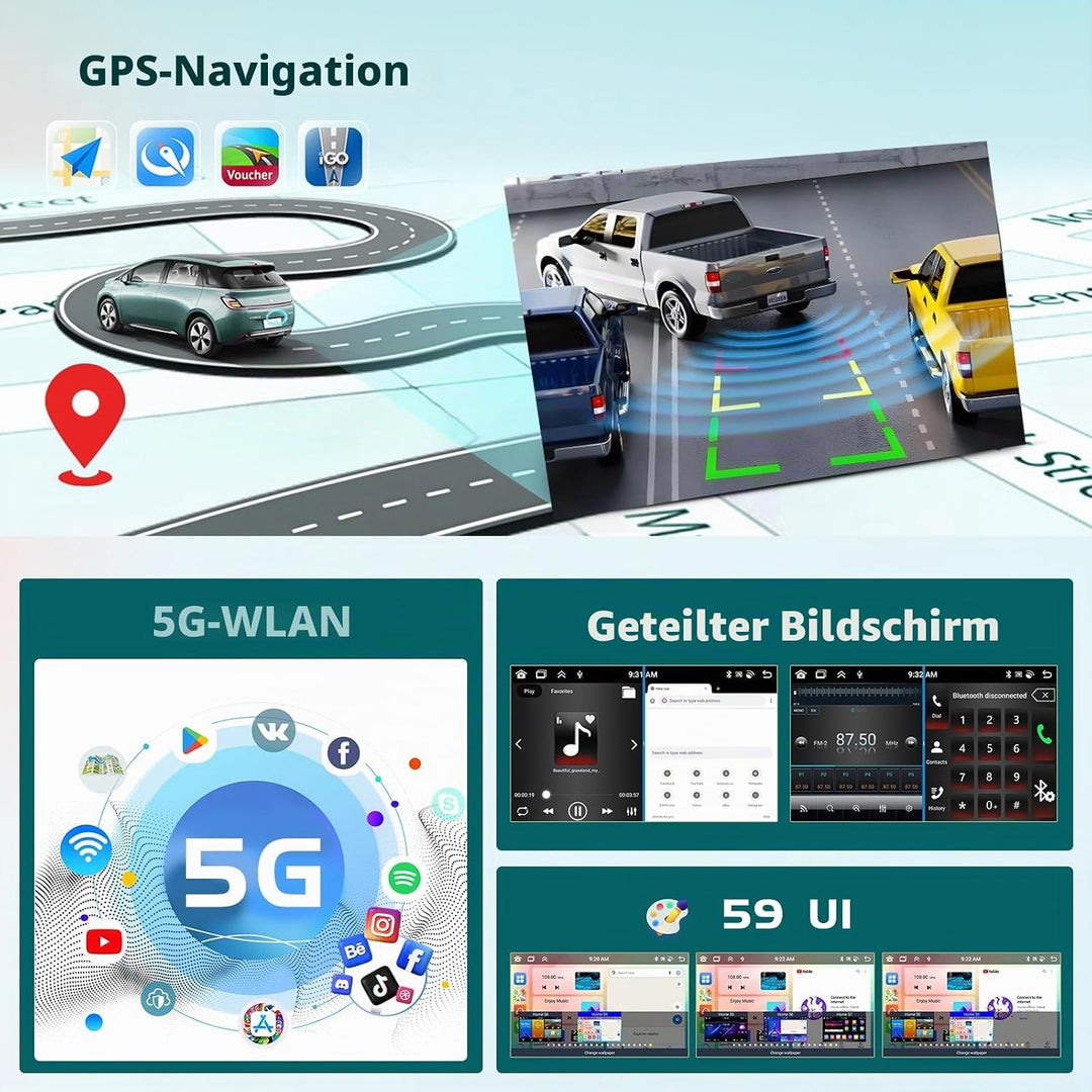 8Core/6+128G Hikity Android 15 Autoradio für VW Golf 5 6 Passat Tiguan Polo Caddy Seat,9 Zoll Touchs