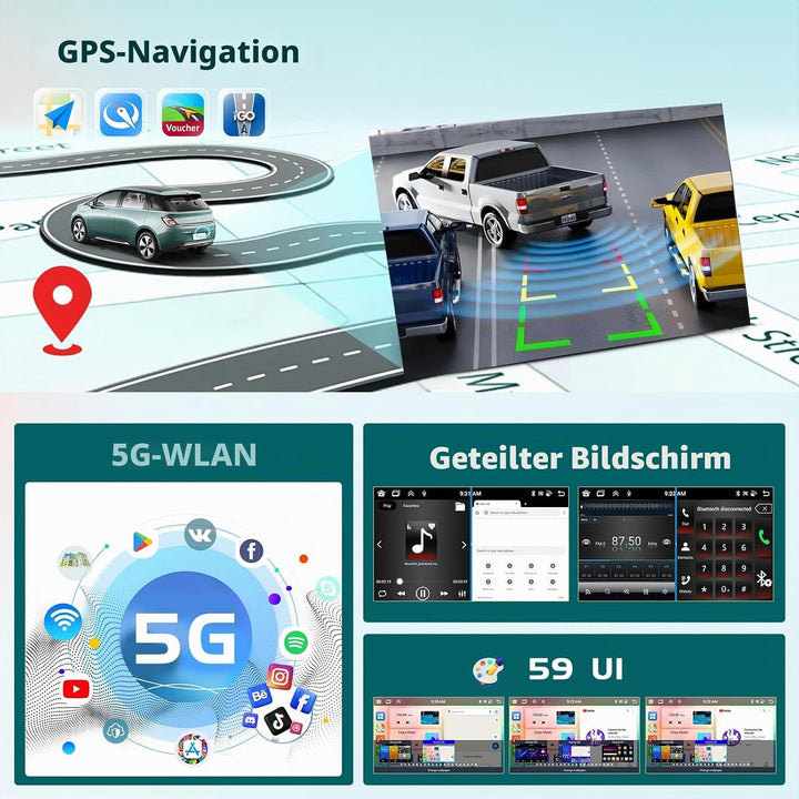 8Core/6+128G Hikity Android 15 Autoradio für VW Golf 5 6 Passat Tiguan Polo Caddy Seat,9 Zoll Touchs