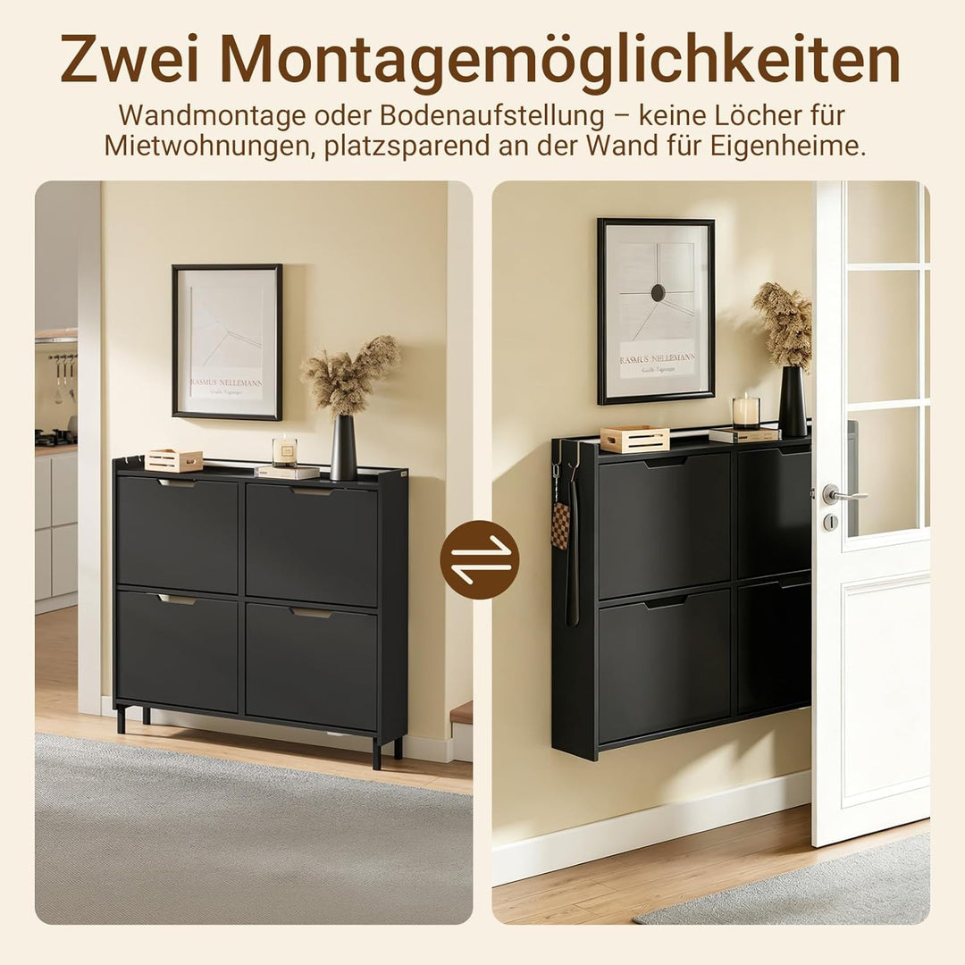 SoBuy Schuhschrank Schmal, Schuhregal, Schuhschrank Hängend mit Sensorlicht und 19 cm Tiefe, für Flu