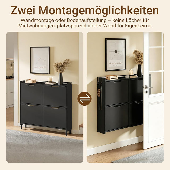 SoBuy Schuhschrank Schmal, Schuhregal, Schuhschrank Hängend mit Sensorlicht und 19 cm Tiefe, für Flu
