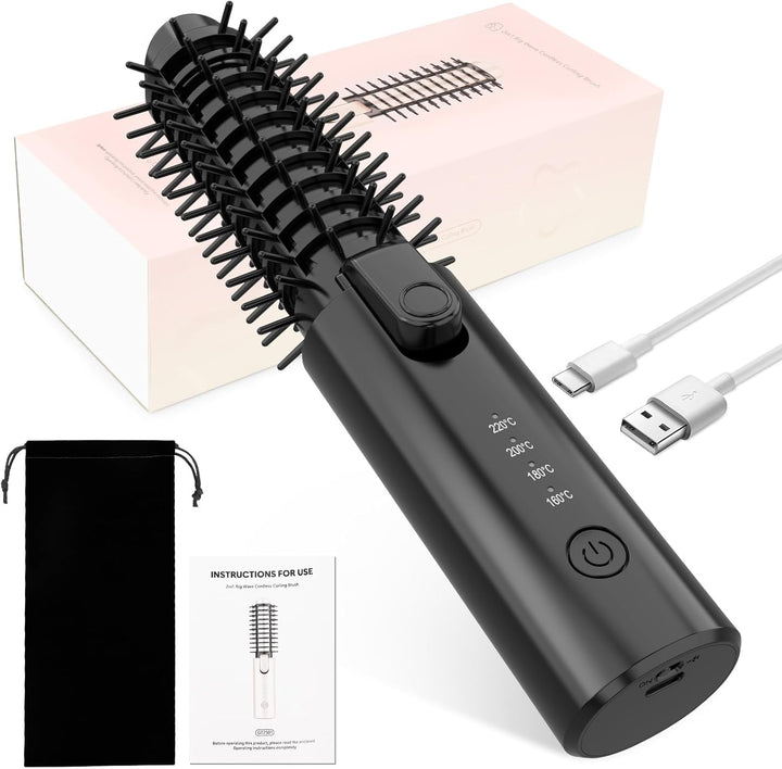 Kpuplol Kabellose Lockenstabbürste, Tragbare Reise Lockenstab, 6800 mAh USB-aufladbare Mini Lockenbü