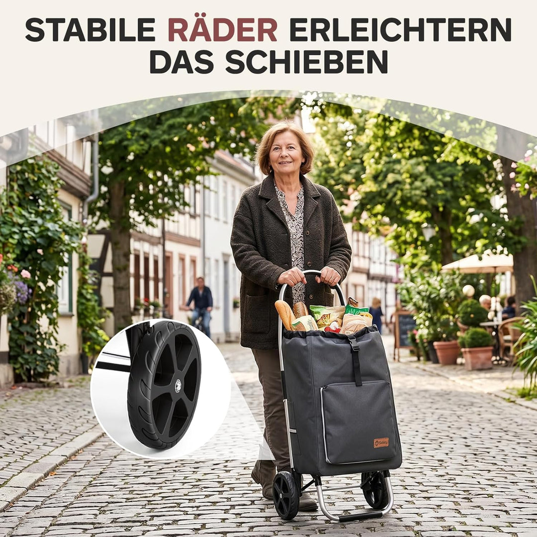 Sekey Einkaufstrolley klappbar, XXL Einkaufstasche mit Kühlfach, | grosse Räder, Aluminiumrahmen, fa