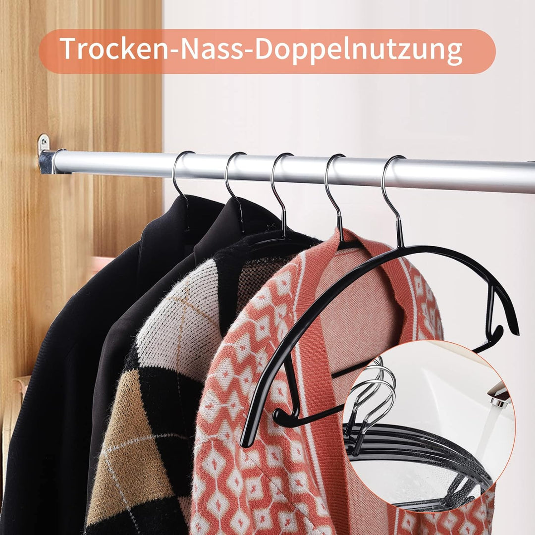 EXTRAPINS 10 Stück Kleiderbügel, 42cm Metall Kleiderbügel, Schwarz | Rutschfeste gummierte Kleiderbü
