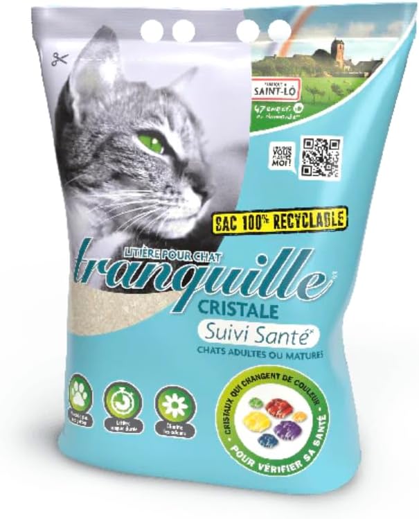 Tranquille - Katzenstreu, Silizium, Gesundheitsüberwachung, 4 l, 8 Stück