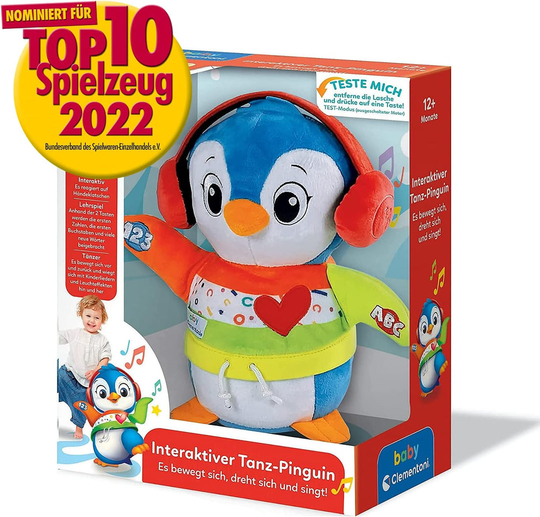 Clementoni Baby Tanz-mit-Mir Pinguin für Kleinkinder ab 12 Monaten - Interaktives Babyspielzeug mit