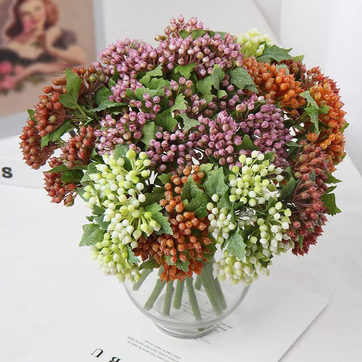 Künstliche Pflanze Beeren Kunstpflanzen Weihnachten Fruchtbeeren Kunstblumen 5 Stiele 30CM für Kranz