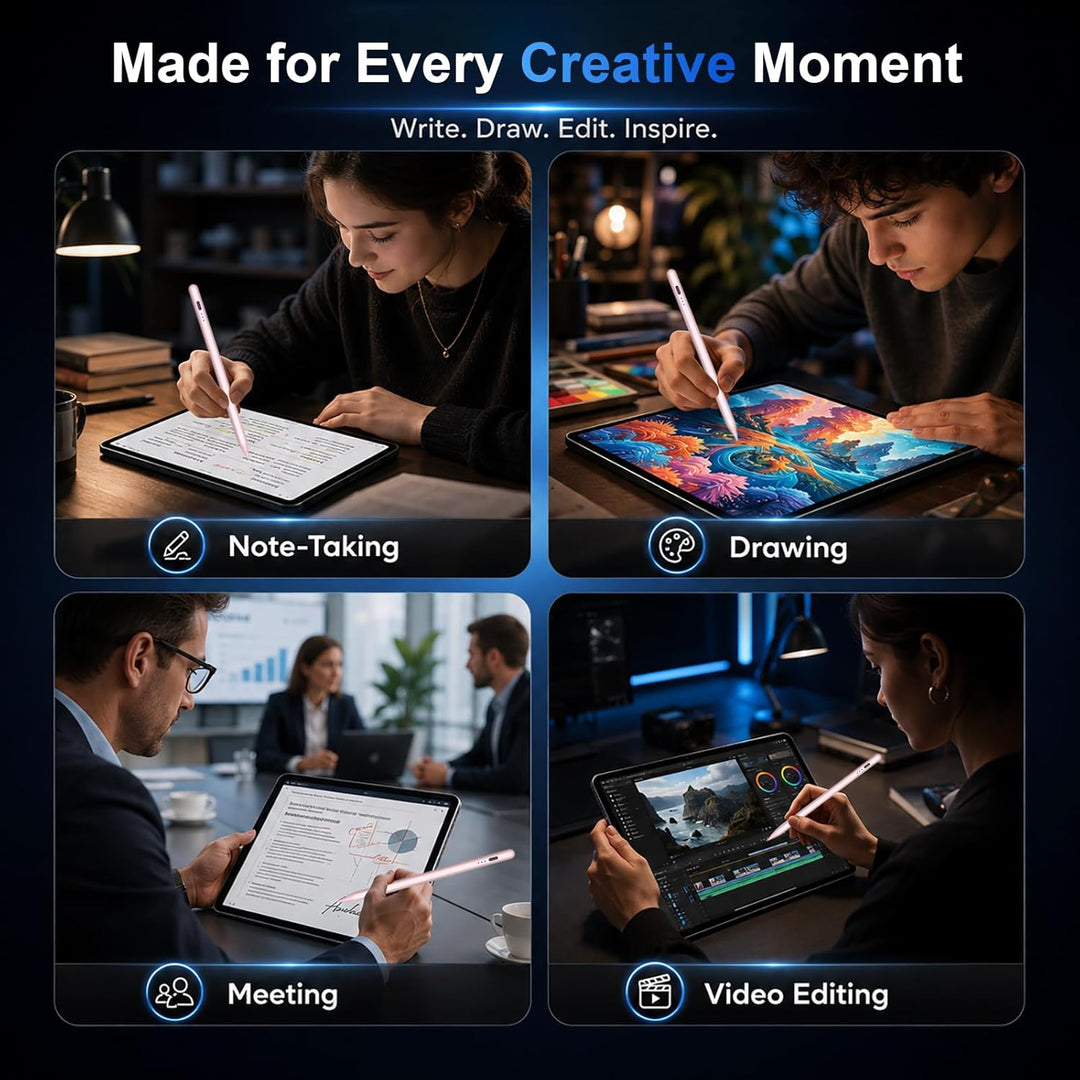 Pencil 1. Generation für iPad 11 (2025-2018), HATOKU Stift für Tablets mit Neigungsempfindlichkeit &