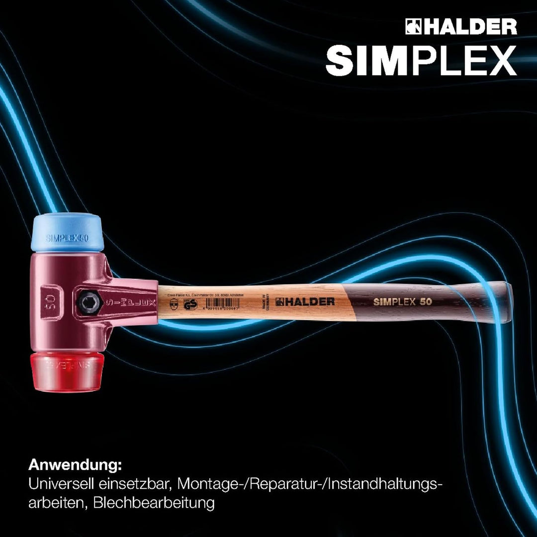 SIMPLEX-Schonhammer, TPE-soft/Plastik; mit Tempergussgehäuse und hochwertigem Holzstiel | D=30 mm |