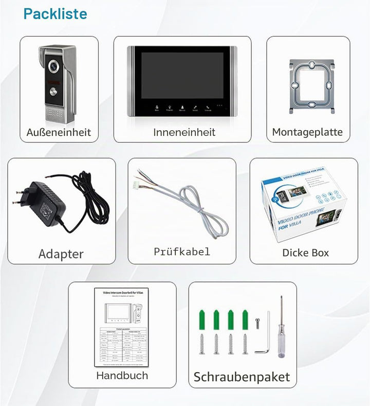 7-Zoll Verdrahtete Video-Gegensprechanlage, TFT LCD-Bildschirmmonitor, wasserdichte Nachtsichtkamera